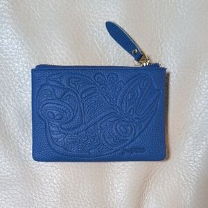 Indigenous 'Orca' Design By Joe Wilson Blue Embossed Coin And Card Holder